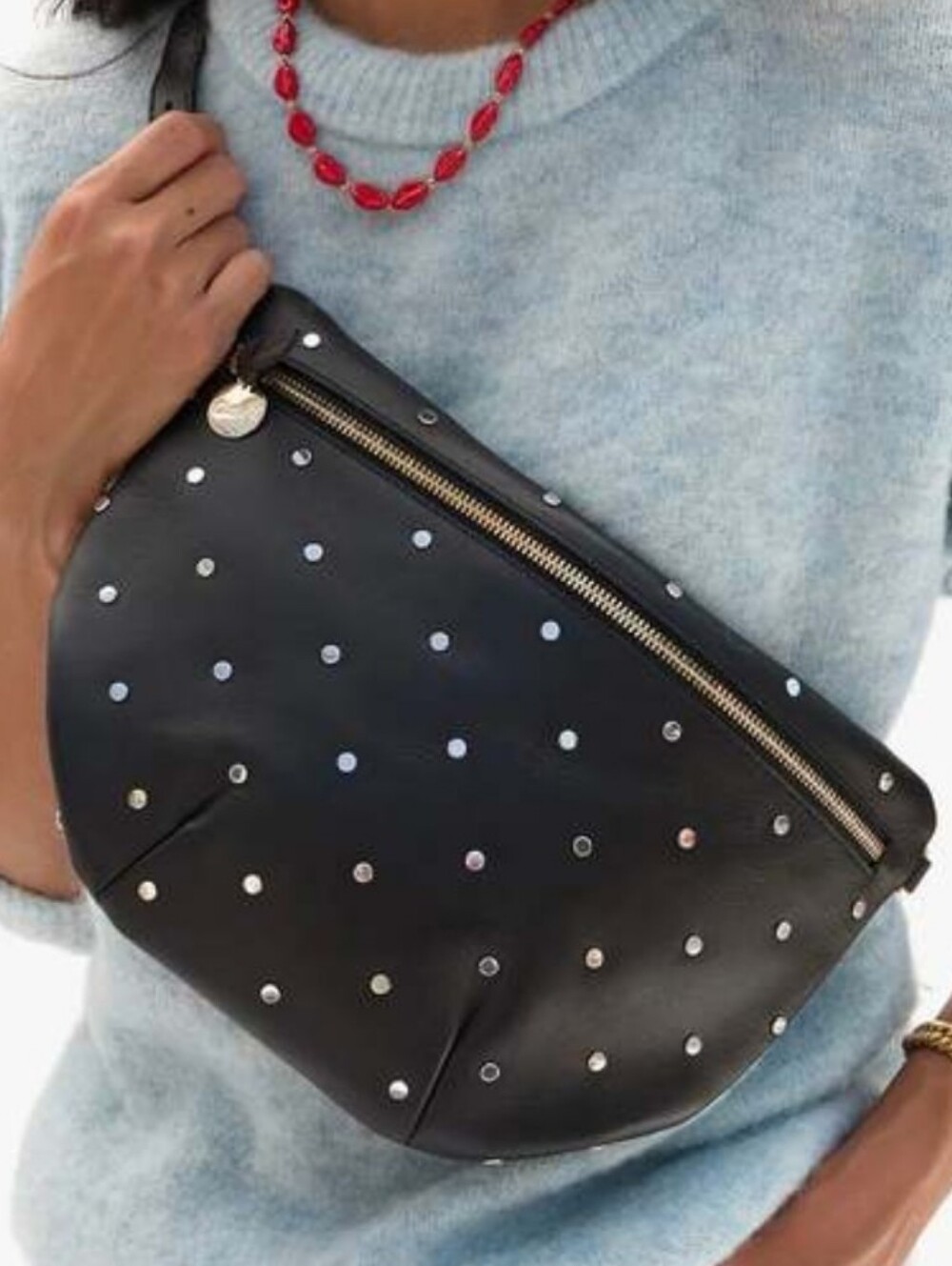 Nwt Clare V Grande Fanny Studded Leather Black